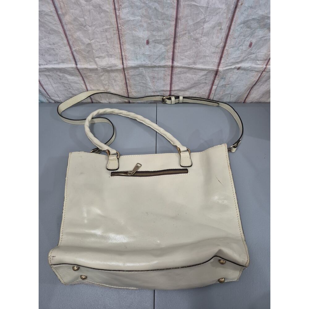 PATRICIA NASH Winter White Metallic Haircalf Tote Satchel